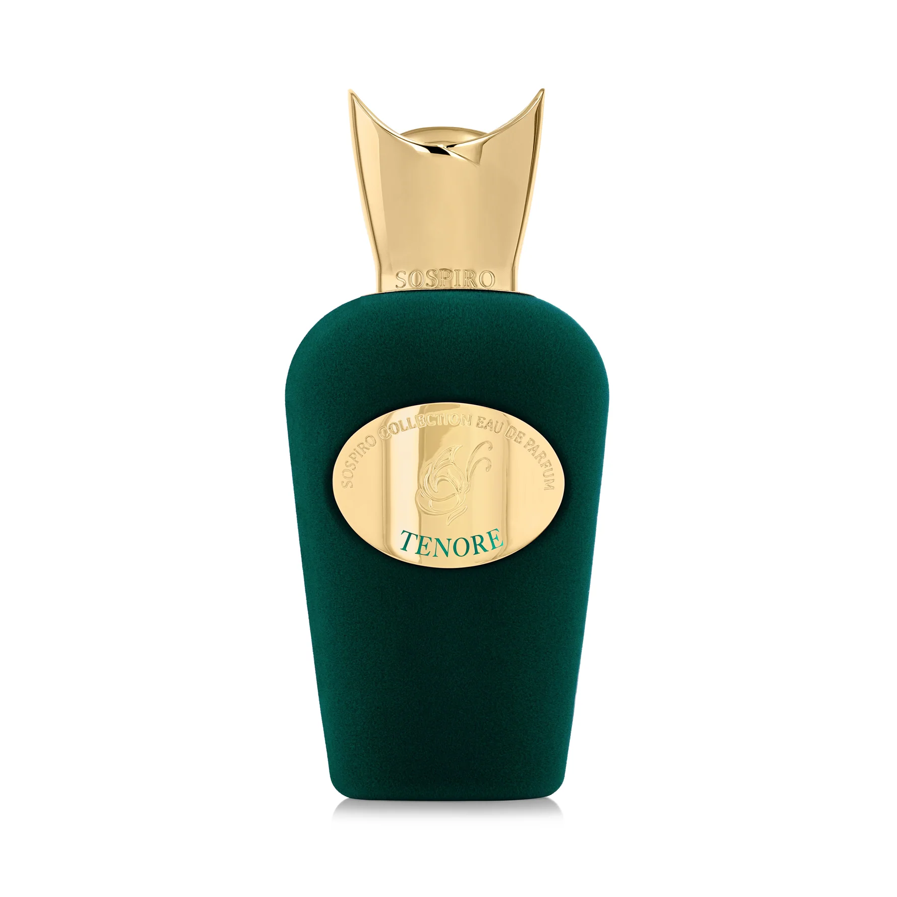 Tenore by Sospiro presented in a luxurious deep-green velvet fragrance bottle with elegant gold accents, exclusively at Niche Story.